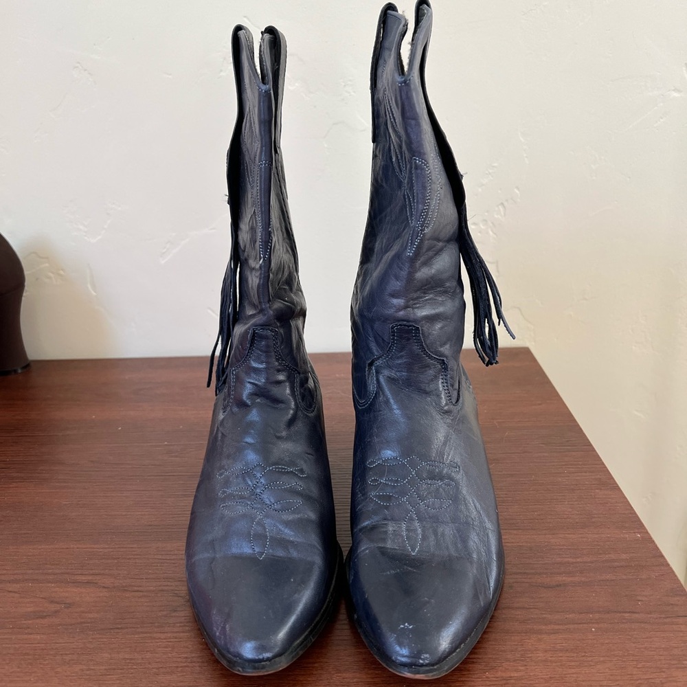 Laredo Women's Navy Heeled Boots - Picture 2 of 5